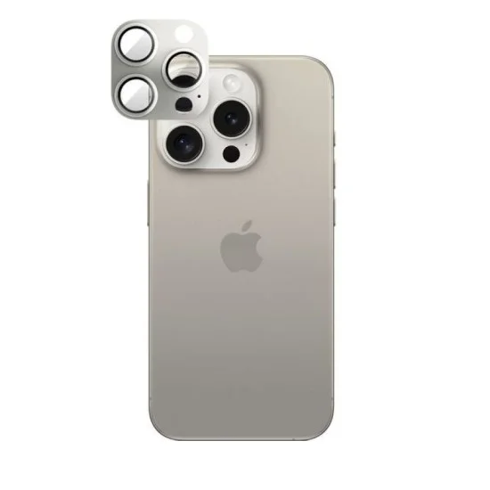 Smartix Premium Aluminium Camera Glass for iPhone 15 Pro/Pro Max - Natural Titanium